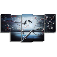 Designart – Imprimé sur toile, Oiseaux unis pour la vie, 5 panneaux, 60 po x 32 po, (PT1268-373)-Imprimé