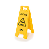Rubbermaid - Panneau de signalisation pliable double face "Caution" - - 26 H x 11" L - Jaune-Message du panneau : Attention
