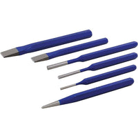 Gray Tools – Ensemble de poinçons et de burins, 6 pièces-Comprend : Burins plats de 1/2 po et de 5/8 po, chasse-goupilles de 1/8 po, 3/16 po, 1/4 po, et centre-poinçon de 3/8 po.