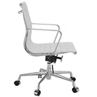 Nicer Furniture - fauteuil de direction à dossier bas - blanc-Cadre en aluminium poli, porte-manteau à l'arrière