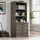 Sauder - 433680 La Collection Aspen Post Surmeuble de Bibliothèque - Finition Pebble Pine-Conforme à la norme BIFMA x5.9 pour la sécurité, la durabilité et la performance structurelle.
