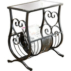Monarch Specialties - 3314 Table D'Appoint - Metal Noir Satine Avec Verre Trempe-Cette table pour revues contemporaine est à la fois chic et multifonctionnelle. Elle intègre un rayon en métal à barres courbées pour tenir vos revues et un dessus en verre trempé sur lequel vous pouvez mettre votre tasse de café pendant que vous lisez votre roman préféré. Ayant une base en métal solide au fini noir satiné, ce composant est unique.