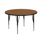Flash Furniture – Table ronde d’activités de 42 po stratifié thermofusionné préscolaire à hauteur réglable, chêne-Stratifié fini chêne