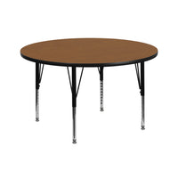 Flash Furniture – Table ronde d’activités de 42 po stratifié thermofusionné préscolaire à hauteur réglable, chêne-Stratifié fini chêne