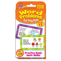 Tendance Word Problems Test Prep Math, Cartes de défi de la 1re à la 3e année, paquet de 6-Questions avec des tableaux, des graphiques, des mesures, de l'argent, du temps, de la pensée algébrique et d'autres sujets.