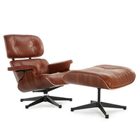 Nicer Furniture - ensemble chaise longue et ottoman moderne classique - marron clair/bois de rose-Recouvert de 100% cuir aniline italien pleine fleur importé d'Italie, le cuir de la plus haute qualité et le plus cher disponible, seulement 5% du cuir du monde entre dans cette catégorie.