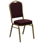 Flash Furniture – Chaise banquet empilable HERCULES à dossier couronne, siège 2,5 po, doré avec tissu bourgogne-Capacité de poids de 500 lb