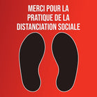 Autocollant de plancher français Mark Maker 12" x 12" - Merci pour La Pratiquie De La Distanciation Sociale-Sticker sol français