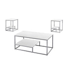 Monarch Specialties - 7961P Ens De Tables - 3Pcs/Blanc/Metal Argent-L'ensemble de 3 piéces inclut une table à café et deux tables d'appoint