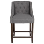 Flash Furniture – Tabouret de comptoir 24 po, de style transitionnel série Carmel, fini noyer, tissu gris foncé -Tabouret de style transitionnel