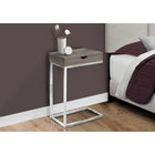 Monarch Specialties - 3254 Table D'Appoint - Metal Chrome/Taupe Fonce Et Tiroir-Une base en métal chromé offre un support robuste et un style qui convient à tout décor