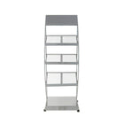 Porte-brochures à roulettes Futech à 3 tablettes, 19 "L x 15" P x 54 "H, Argent (BRH-3S)-Taille du plateau: 18 "L x 12" L