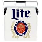 Miller Lite - Glaciere retro avec ouvre-bouteille, 13 L (14 q), Blanc-Capacite de 14 pintes (13 L)
