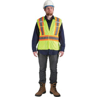 Gilet de signalisation, conforme aux normes CSA pour arpenteurs, jaune lime, SEK233, 6/paquet-Jaune lime