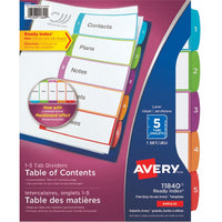Avery − Intercalaires personnalisables Ready Index avec table des matières - 11840-Couleurs vives et onglets arrondis, pour une allure chic et contemporaine. 