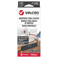 VELCRO - Manchons de câble montables de marque, 12 po L x 5-3/4 po l - Noir - Paquet de 2-Organisez facilement les câbles et les fils desordonnes