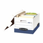 Boîte de rangement à usage intensif Bankers Box R-Kive Lettre/Légal, bleu, paquet de 4-Parois à double épaisseur sur la longueur, à triple épaisseur sur la largeur et avec un double fond pour résister aux manipulations fréquentes.