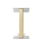 Urbann - Lutrin Y5 avec roulettes - aluminium et bois - naturel-Gris clair et bois naturel, aluminium et contreplaqué russe multiplis