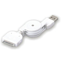 Electronic Master – Câble rétractable iPod mâle à USB mâle, 1,2 x 5,5 x 7,9 po, 3 pi, blanc-Le câble peut être rétractable pour plus de commodité
