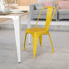 Flash Furniture – Chaise empilable d’intérieur et d’extérieur, métal, jaune fini poudré (CH31230YL)-Fabriqué en acier galvanisé