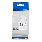 Brother - TZER231 Ruban décoratif satiné authentique pour étiqueteuses P-touch - 12 mm de largeur - blanc avec texte noir-Ruban satiné TZe de 12 mm blanc avec texte noir pour étiqueteuses P-touch de Brother