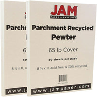 JAM Paper Papier cartonné recyclé, fini parchemin, 8 1/2 x 11 po, étain, paquet de 100-Étain