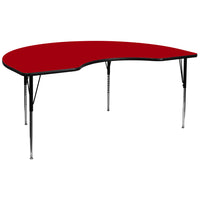Flash Furniture – Table d’activités haricot à surface thermofusionnée, 48 x 96 po, pattes standards à hauteur réglable, rouge-Stratifié, rouge