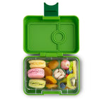 Yumbox MiniSnack - 3 Compartiments - Vert Avocat-Volume: le grand espace pour nourriture est 3/4 de tasse, le petit espace de nourriture est 1/3 de tasse, plus un espace pour trempette.