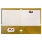 JAM PaperMD – Chemise lustrée à 3 trous et à 2 pochettes, doré, 50/paquet-Capacité : 200 feuilles