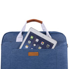 Vangoddy Sac de transport à bandoulière avec poignée pour ordinateur portable 14 po - Bleu-Poche avant généreuse pour stationnaire, chargeur, câble, portefeuille, téléphone portable et autres nécessités lors de vos déplacements