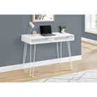 Monarch Specialties - 7770 Bureau 40 po - Blanc/Metal Blanc-Base avec pieds en épingle à cheveux métalliques fini blanc pour une stabilité maximale