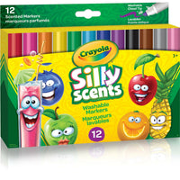 Crayola - Silly Scents Marqueurs Lavables - Pointe Biseautée - Paquet de 12-Créez des designs riches et vibrants avec les marqueurs à pointe biseautée Silly Scents
