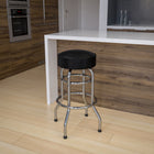 Flash Furniture - Tabouret de bar chromé à double anneau avec siège noir-Rondelle d'accent
