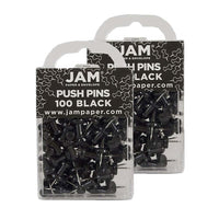 JAM Paper – Punaises, noir, 2 paquets de 100, total de 200 (222419046a)-Plastique noir avec pointe métallique