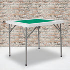 Flash Furniture - Table de jeu pliante blanche granite et carrée de 34,5 po avec surface de jeu verte-Pattes de verrouillage revêtues de poudre grise