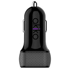 Akiko - Chargeur intelligent pour véhicule à 2 ports de 4,4 A/22 W, 3 x 2 po, gris et noir-Le chargeur pour véhicule à ports USB de 22 W/4,4 A recharge vos appareils mobiles préférés, y compris l’iPad (vitesse maximale), iPhone (vitesse maximale), iPod, HTC, Galaxy, BlackBerry, lecteurs MP3, appareils photo numériques, assistants numériques personnels, téléphones mobiles