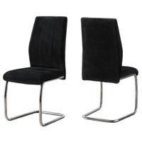 Monarch Specialties - 1067 Chaise - Velour Noir/Chrome - Paquet de 2-Ensemble de 2 chaises de style contemporain