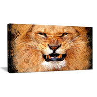 Designart – Angry Lion, impression sur toile, 5 panneaux (PT2308-40-20)-Impression