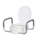 Drive Medical - Rehausseur de siège de toilettes avec accoudoirs amovibles-Blanc, plastique