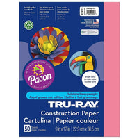 Papier de construction Pacon Tru-Ray, 9" x 12", rose vif, 250 feuilles-Papier au sulfite épais de 76 lb, 100 % teint en cuve avec des fibres plus longues et plus résistantes.