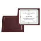 Porte-certificats St. James Classique, toile, bourgogne, métallisation de ton or, 5/emb.-Papier couverture 80 lb (300 g/m2), toile, bourgogne