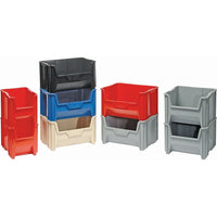 Quantum Storage Systems - Contenants À Empiler Géants, 10-7/8po La, 12-1/2po H X 17-1/2po P, Gris, paquet de 3-Capacité 100 lb