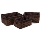CTG – Paniers de rangement tressés, doublure pompom, brun-Grand : 15 long. x 6,5 haut. x 11 larg. (po) / Moyen : 13 long. x 6 haut. x 9 larg. / Petit : 11,5 long. x 5,5 haut. x 7,25 larg.