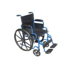 Drive Medical – Fauteuil roulant bleu avec bras rabattables vers l'arrière, siège de 18 po, repose-pieds basculants-Bleu, acier