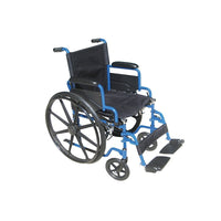 Drive Medical – Fauteuil roulant bleu avec bras rabattables vers l'arrière, siège de 18 po, repose-pieds basculants-Bleu, acier