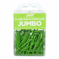 JAM PAPER - Trombone Geant Colore 2", Vert Citron, 3 Paquets de 75-Couleur : vert citron