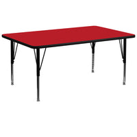 Flash Furniture – Table d’activités rectangle 30 x 72 po, stratifié haute pression 1,25 po, pattes préscolaires réglables, rouge-Stratifié, rouge
