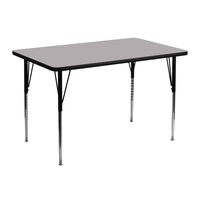Flash Furniture – Table d’activités rectangulaire, surface stratifiée de 30 x 48 (po) et pattes standards ajustables, gris-Stratifié, gris