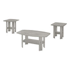 Monarch Specialties - 7870P Ens De Tables - 3Pcs/Gris Industriel-L'ensemble de 3 pieces inclut 1 table basse et 2 tables de bout avec un espace de surface optimal ainsi que des tablettes inferieures pour un rangement supplementaire.