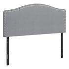 Monarch Specialties - 6011Q Lit Queen Tete De Lit Simili - Cuir Gris-Tête de lit arquée rembourré en similicuir gris avec bordure de tête de clou au fini chromé